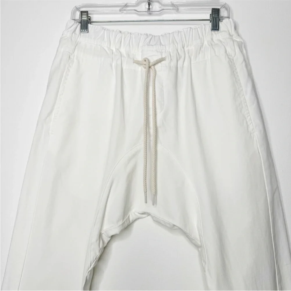 Bassike Cotton Tapered Drop Crotch White Pants Size 2/Medium - Picture 2 of 8